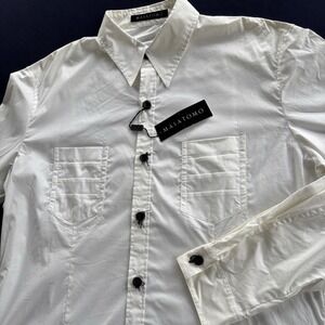 Masatomo White Button Up‎ Shirt XXL Made in Japan Cotton Stretch NWT